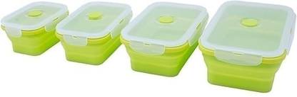 Ethnic Forest Silicone Food Storage Containers with Airtight Small & Large Container 4 Containers Lunch Box