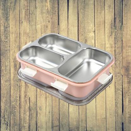 HIRVA 100% Leak Proof 3 Compartment Lunch Box - 3Containers Portable LB006 3 Containers Lunch Box