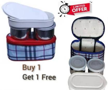 TUPWARE LUNCH BOX 2 Containers Stainless Steel Office Lunch Box