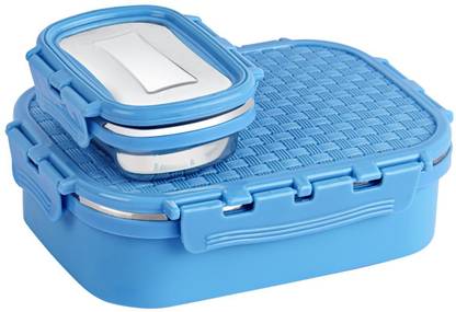 cello Matrix Medium | 100 % food grade |Leak proof and Break resistant | Dark Blue 2 Containers Lunch Box
