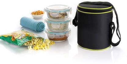 NCMART Premium Glass Lunch Box 3 Containers Lunch Box