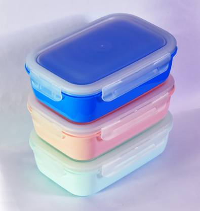 Loknath Plain Plastic Lunch Box (set of 3) For Multiple Uses 3 Containers Lunch Box