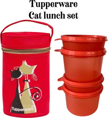 TUPPERWARE New cat lunch set (1 water proof bag) 4 Containers Lunch Box