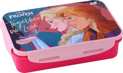 SKI Lock & Seal 800ml lunch box with a small container and a spoon-cum-fork -Frozen 2 Containers Plastic School Lunch Box