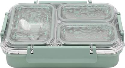 Goyal Traders Stainless SteelOx Insulated triple Cavity Lunch Box 3 Containers Stainless Steel School Lunch Box