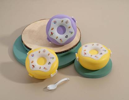 ESENTIA Donut Shaped Double Insulated Lunch Box 3 Containers Lunch Box 3 Containers Lunch Box