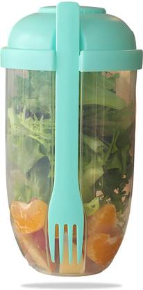 ZUVILIKA Salad Meal Shaker Cup with Fork and Salad Dressing Holder 1 Containers Lunch Box