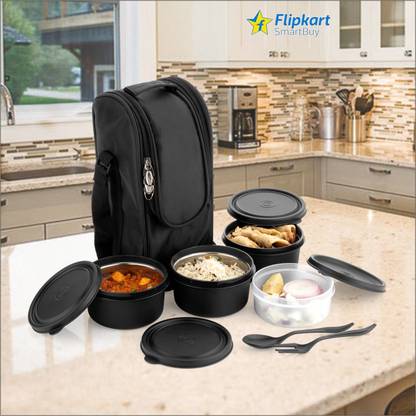 Flipkart SmartBuy 4 CONTAINER LUNCHBOX SET WITH SPOON AND FORK AND AMAZING BAG 4 Containers Lunch Box