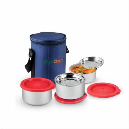 Greenchef SS Insulated Lunch Box (pack of 3) - Sizzle 3 Containers Lunch Box