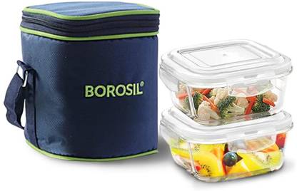 BOROSIL Glass Lunch Box (320ml x 2)- Set of 2 Containers Lunch Box