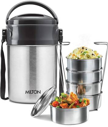 MILTON Steel On Deluxe 5 Insulated Tiffin Box 5 Containers Lunch Box
