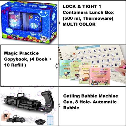 HANSHIKA ENTERPRISES HENT BUY 1 LUNCH BOX WITH MAGIC BOOK & GET FREE BUBBLE GUN 01 2 Containers Lunch Box