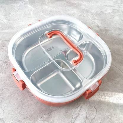 parspar 3 Compartment Stainless Steel Round Lunch Box 3 Containers Lunch Box 3 Containers Lunch Box
