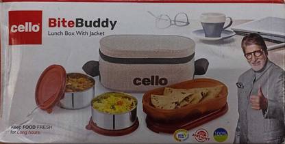cello BUDDY BROWN 3 CONTAINER LUNCH PACK ,OFFICE 3 Containers Lunch Box