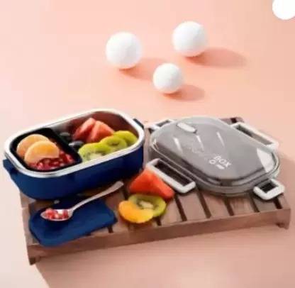 KEATON Lunch Box with Spoon and Office School Collage 2 Containers Lunch Box