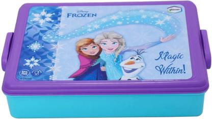 DISNEY Frozen Clip Lunch Box 600ml for Girls/Kids | BPA Free 3 Containers Plastic School Lunch Box