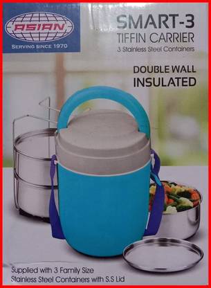 ZAP ORDERING Asian Tiffin 1159 3 Containers Lunch Box