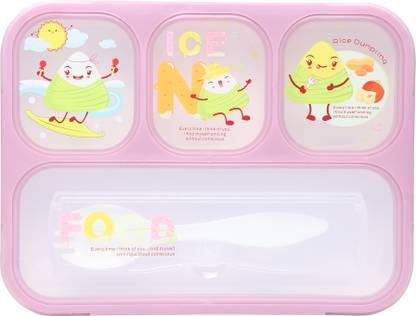Roly Poly 4 Compartment Big Lunch Box Safe 1 Containers Plastic School Lunch Box