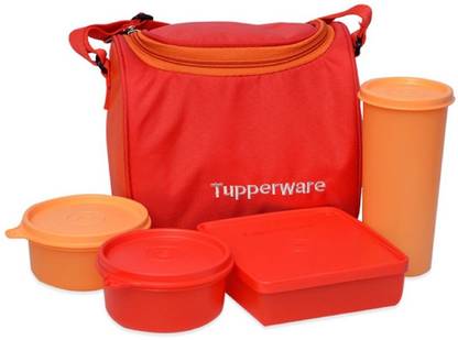 TUPPERWARE Best Lunch Set with Bag 4 Containers Plastic Office Lunch Box