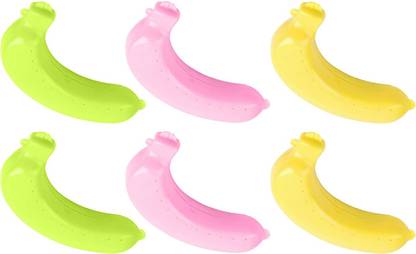 DJRetails Plastic Banana Carry Case , Colour May Vary_New 6 Containers Lunch Box