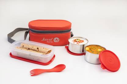 JAVA MealBox 3 Container Lunch Box Leakproof Stainless steel container - Soft Pouch 3 Containers Lunch Box
