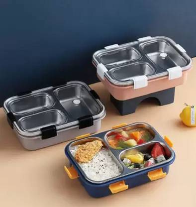 Baby House Tiffin Box with Spoon and Fork For Kids And Adults 3 Containers Stainless Steel Office Lunch Box