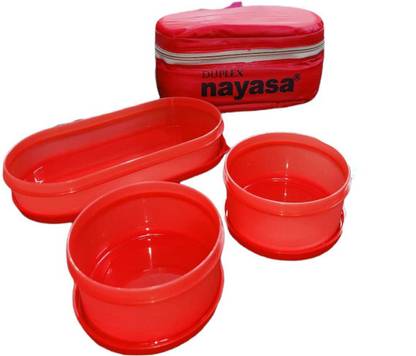 NAYASA Duplex Plastic Lunch Box With Bag 3 Containers Lunch Box