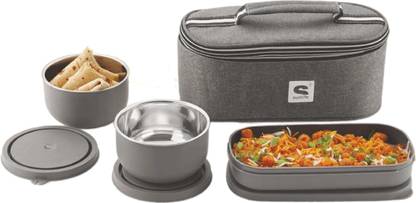 YUIOP - Micro Trust 2+1 Steel Lunch Box - With 2 Inner Steel Containers & 1 Roti Box 3 Containers Lunch Box
