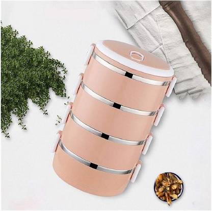 AKR STYLISH BPA FREE LEAK PROOF STAINLESS STEEL 2 LAYER LEAK 2 Containers Lunch Box