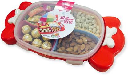 radhey preet Plastic Material 4 Compartment Sweet Candy Box or Dry Fruit Storage Box 1 Containers Lunch Box