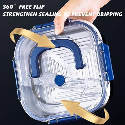 MSNB Luxury Stailness Still Lunch Box With Blue handle || Food Storage Box 1 Containers Lunch Box