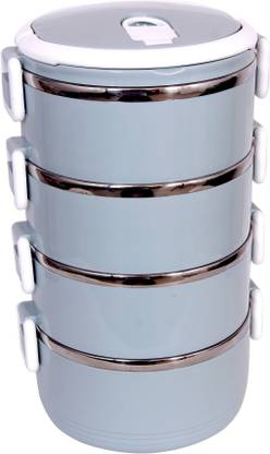 AKR STYLISH BPA FREE LEAK PROOF STAINLESS STEEL 4 LAYER QUARDRUPLE LEAK PROOF LUNCH BOX 4 CONTAINER LUNCH BOX (2800ML ) 4 Containers Lunch Box