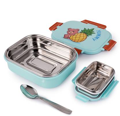Nabhya Little Surprise Stainless Steel Airtight Leak-Proof Tiffin Box For School Kids 2 Containers Lunch Box