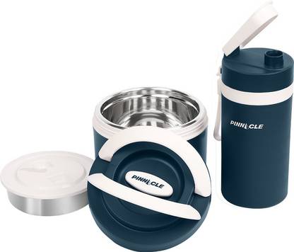 PINNACLE Prime Lunch Box (600ml) & Pixel Thermo Bottle (400ml) Combo | Leak Proof | Blue 1 Containers Lunch Box