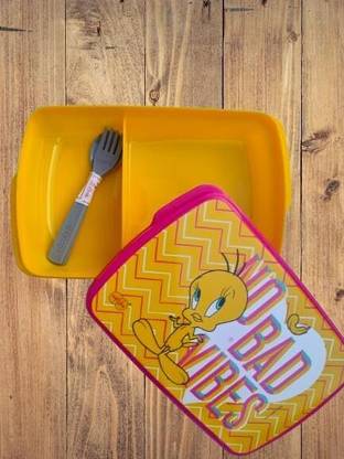 Rep Slim Lunch Box Plastic Leak-Proof Tiffin | 2 Containers with 1 Spoon + 1 Fork 2 Containers Lunch Box