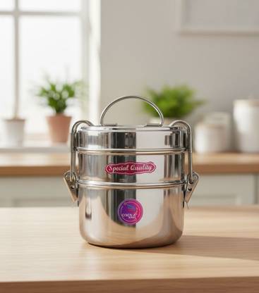 FOODNFOOD Stainless Steel Lunch Box | Leak-Proof, Durable & Easy to Carry 2 Containers Lunch Box