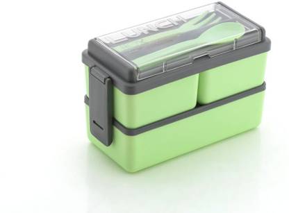 VRP Green Color with Spoon and Fork Office ,School , Collage 3 Containers 3 Containers Lunch Box