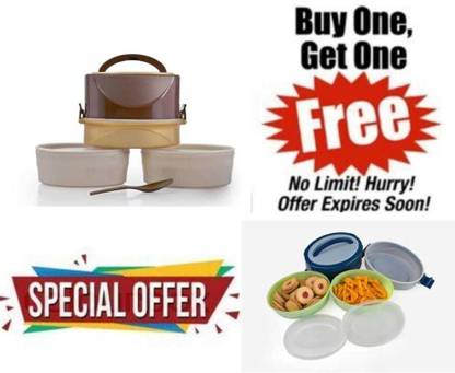 N M HANDWORK Buy 1 Get 1 Free Double-Layer Portable Lunch Box Japanese Style Canteen School, 2 Containers Lunch Box