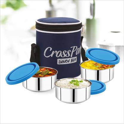 CrossPan IMPERIAL EXECUTIVE STAINLESS STEEL MIRROR FINISH 3 Containers Lunch Box