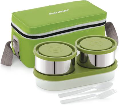 Magnus Fancy 3 Steel Lunch Box Set with Leak-Proof Containers 3 Containers Lunch Box