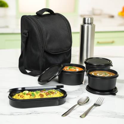 Flipkart SmartBuy Supreme Microwave Safe Set of 5 with Bottle 3 Containers Lunch Box