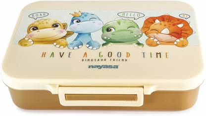 NAYASA Bento Lunchbox- Choco Dino, Brown 4 Containers Lunch Box