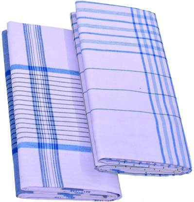 TUNI MANI Checkered White, Blue Lungi