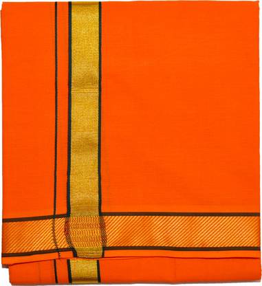 Shyam handloom Striped, Woven Orange, Gold Lungi