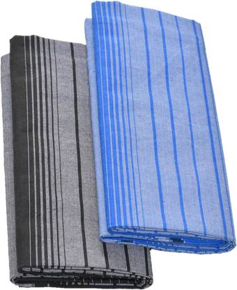TUNI MANI Striped Blue, Black Lungi
