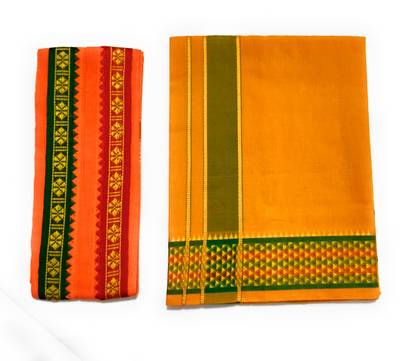 shershaan Solid Yellow, Orange Lungi