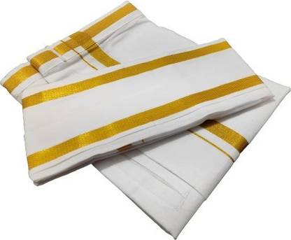 A COTTONS Self Design White Lungi