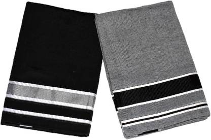 IXORA Solid Black, Grey Lungi