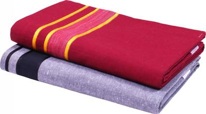 GREEN TEE Solid Maroon, Grey Lungi