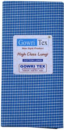 GOWRI TEX Checkered Blue Lungi